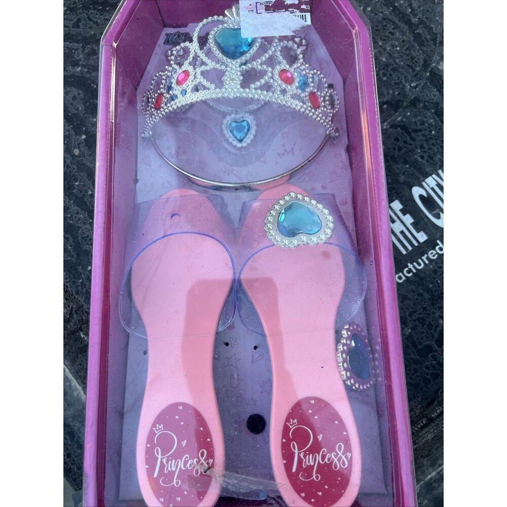 Princess Tiara & Heels Dress Up Play Set Kids Toy Shoes Pink Blue Costume